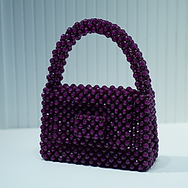 Özel Tasarım El Yapımı Mor Boncuk Çanta