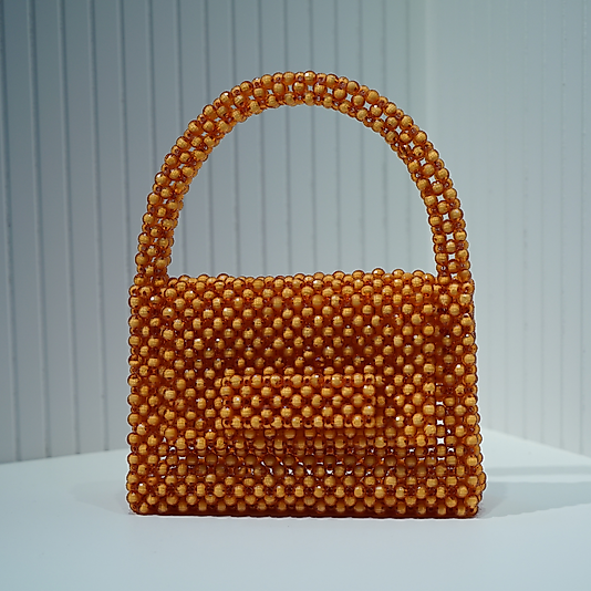 Özel Tasarım El Yapımı Turuncu Boncuk Çanta