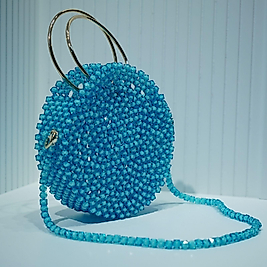 Özel Tasarım El Yapımı Mavi Boncuk Çanta